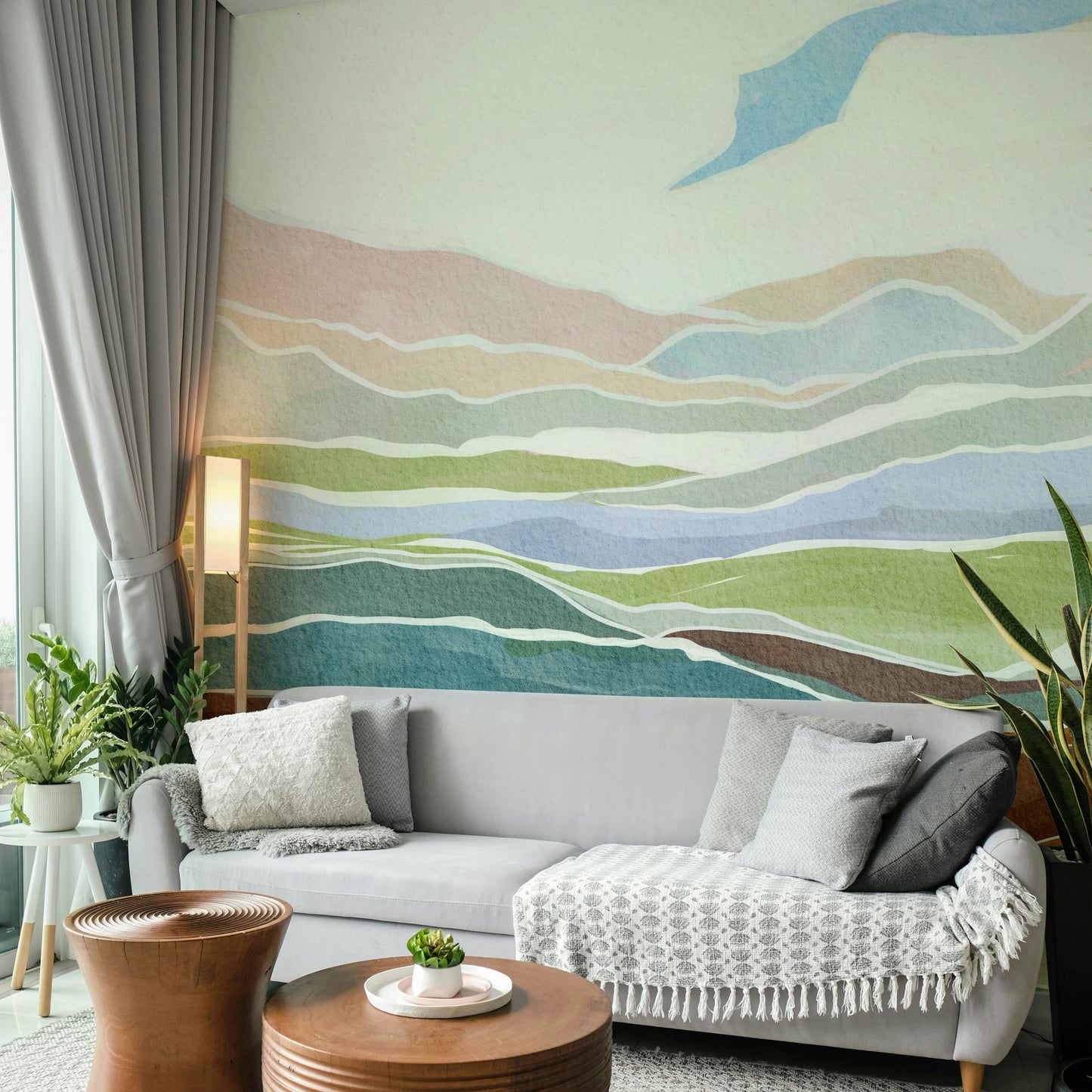 Nature-inspired mural wallpaper

