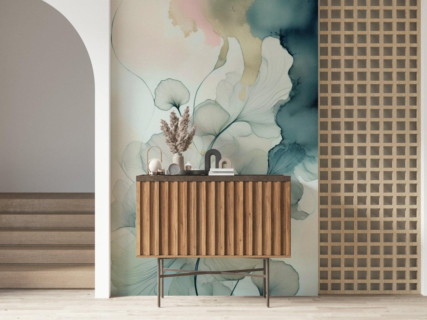 Translucent Teal Petals Wall Mural