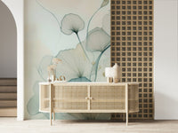Translucent Teal Petals Wall Mural