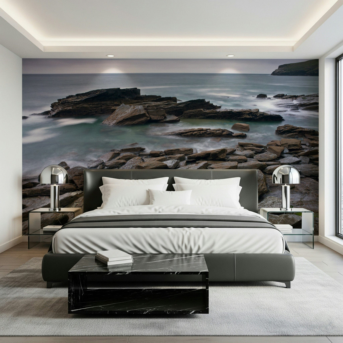 Rugged Trebarwith Strand rock beach in living room