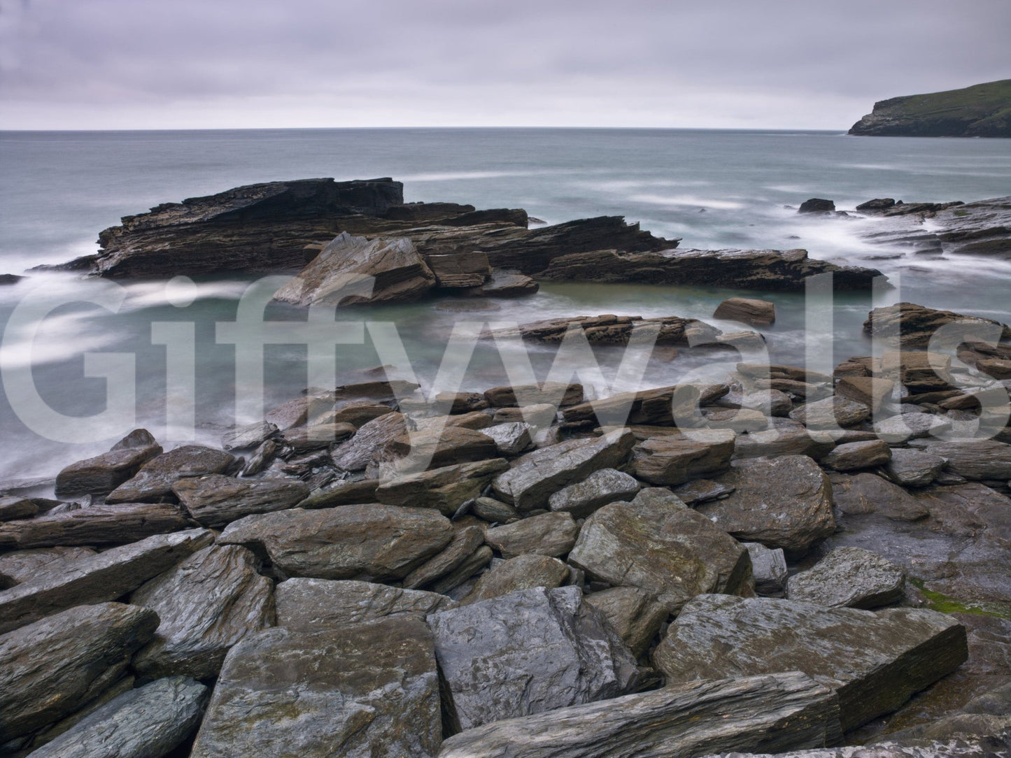 Close up of Trebarwith Strand rock and tide detail
