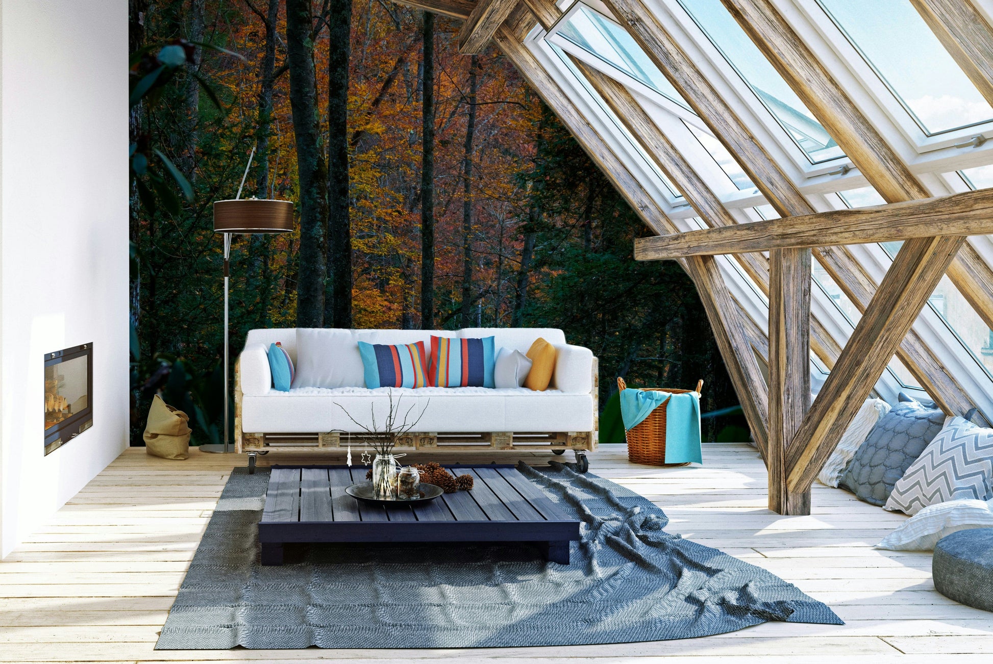 An artistic nature inspired mural for home decor.

