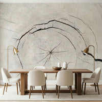 Tree wallpaper mural in entryway, minimalist nature print, gentle color tones for focal wall