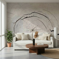 Large tree wall mural in home office, organic design, subtle color scheme for workspace backdrop