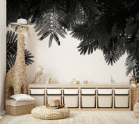 A beautiful panoramic wall mural of a forest.

