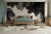 A graceful subtle nature wall mural in cool, natural tones.

