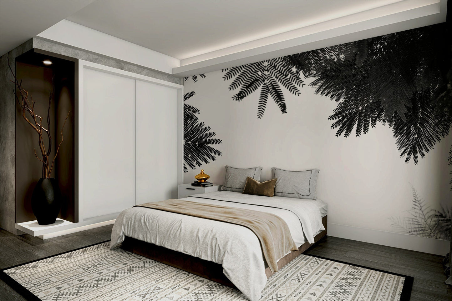 A contemplative tree canopy wallpaper mural for a feature wall.

