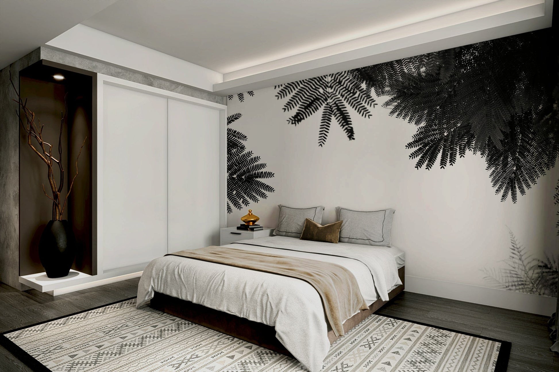 A contemplative tree canopy wallpaper mural for a feature wall.


