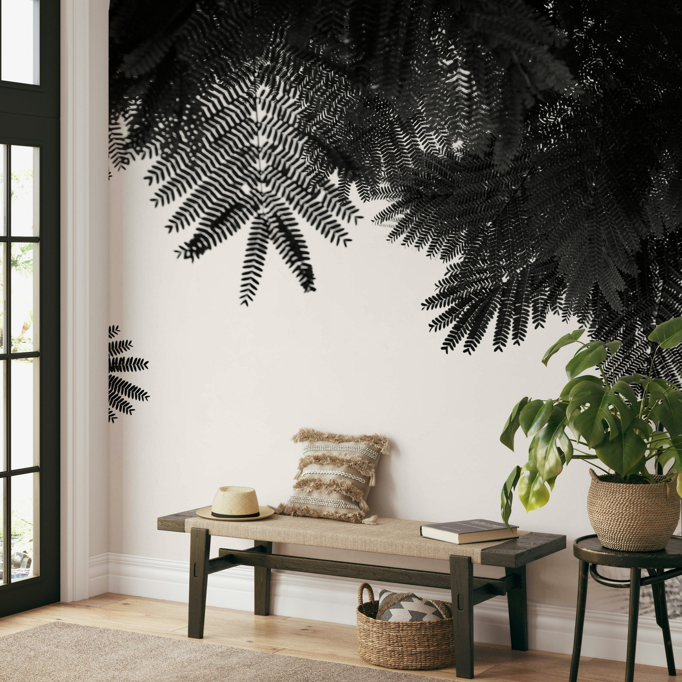 A beautiful forest canopy wallpaper mural for a modern home.

