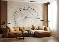Tree’s Life Story Wall Mural in living room, modern design, calming greens for accent wall