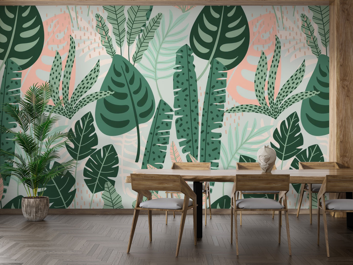 Stylish Green Leaves Wall Mural

