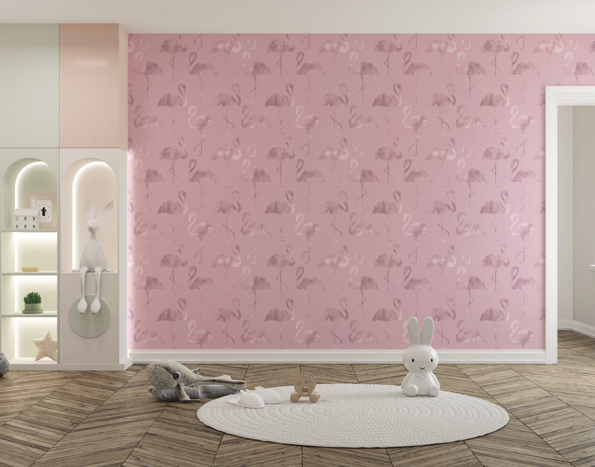 Flamingo-themed seamless wallpaper art