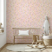 Geometric pink triangle wallpaper with soft color palette.

