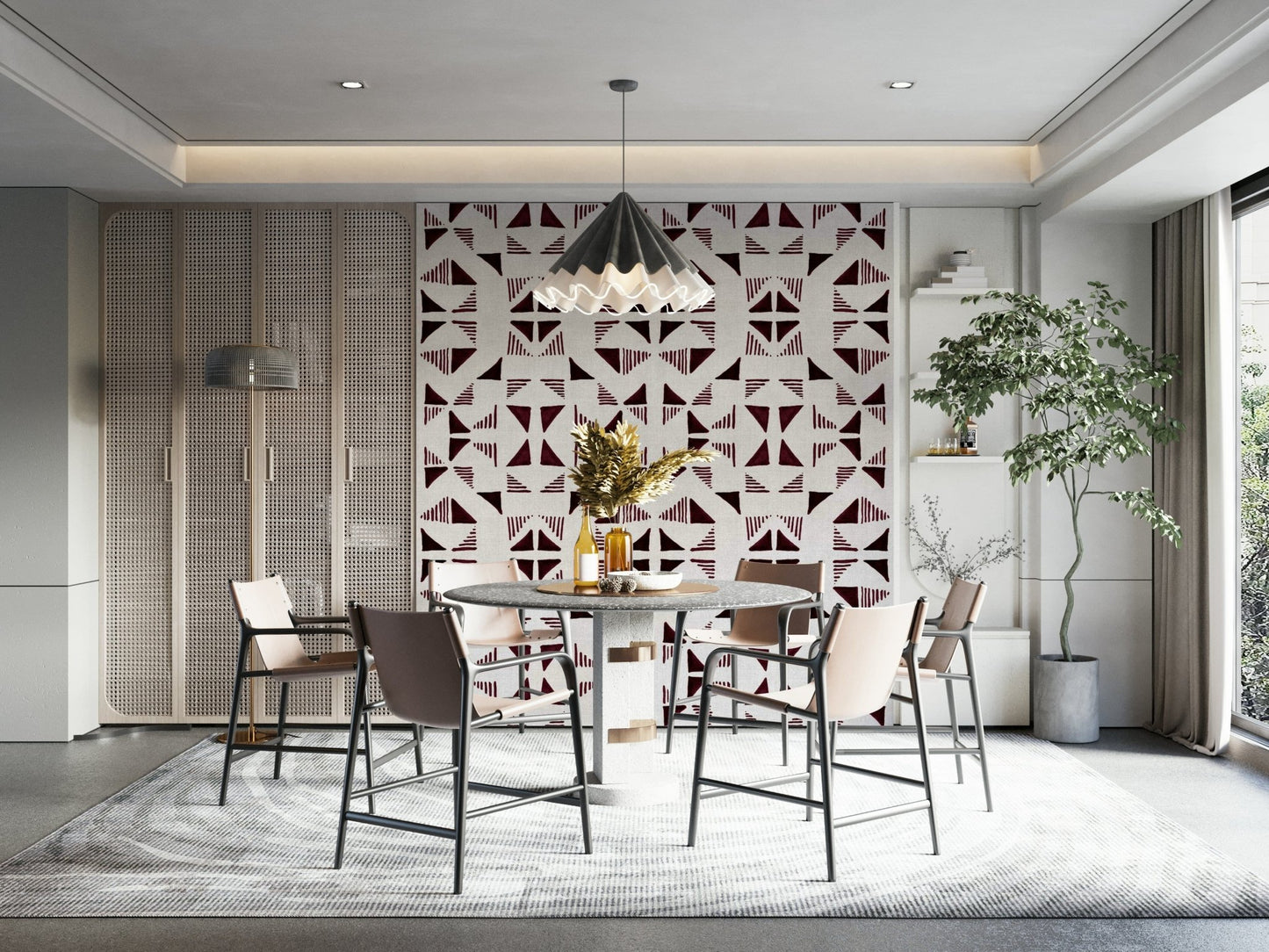 Triangles Composition Burgundy Wallpaper⁠