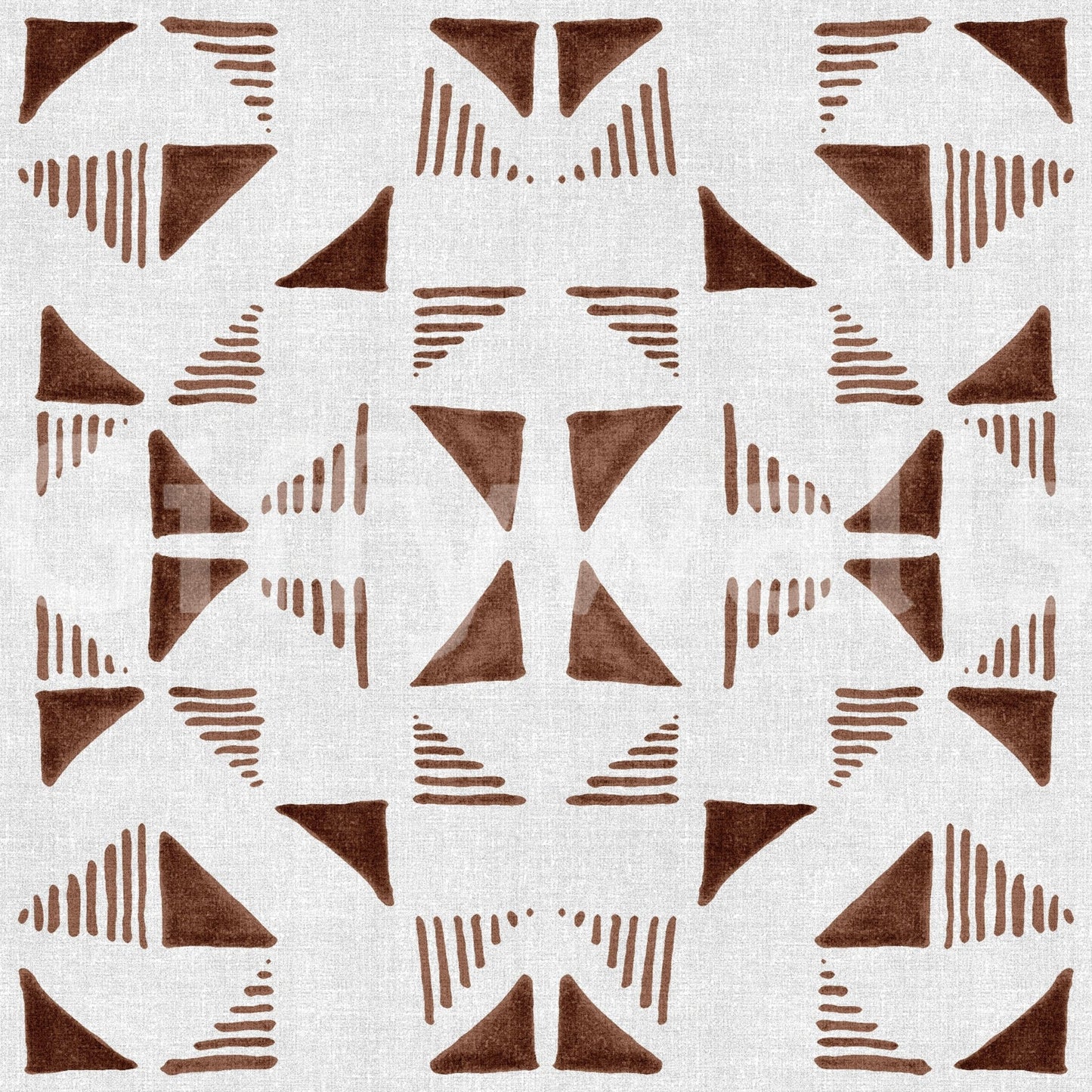 Triangles Composition Mocha wallpaper close-up of mocha-brown triangles and line strokes on textured off-white linen