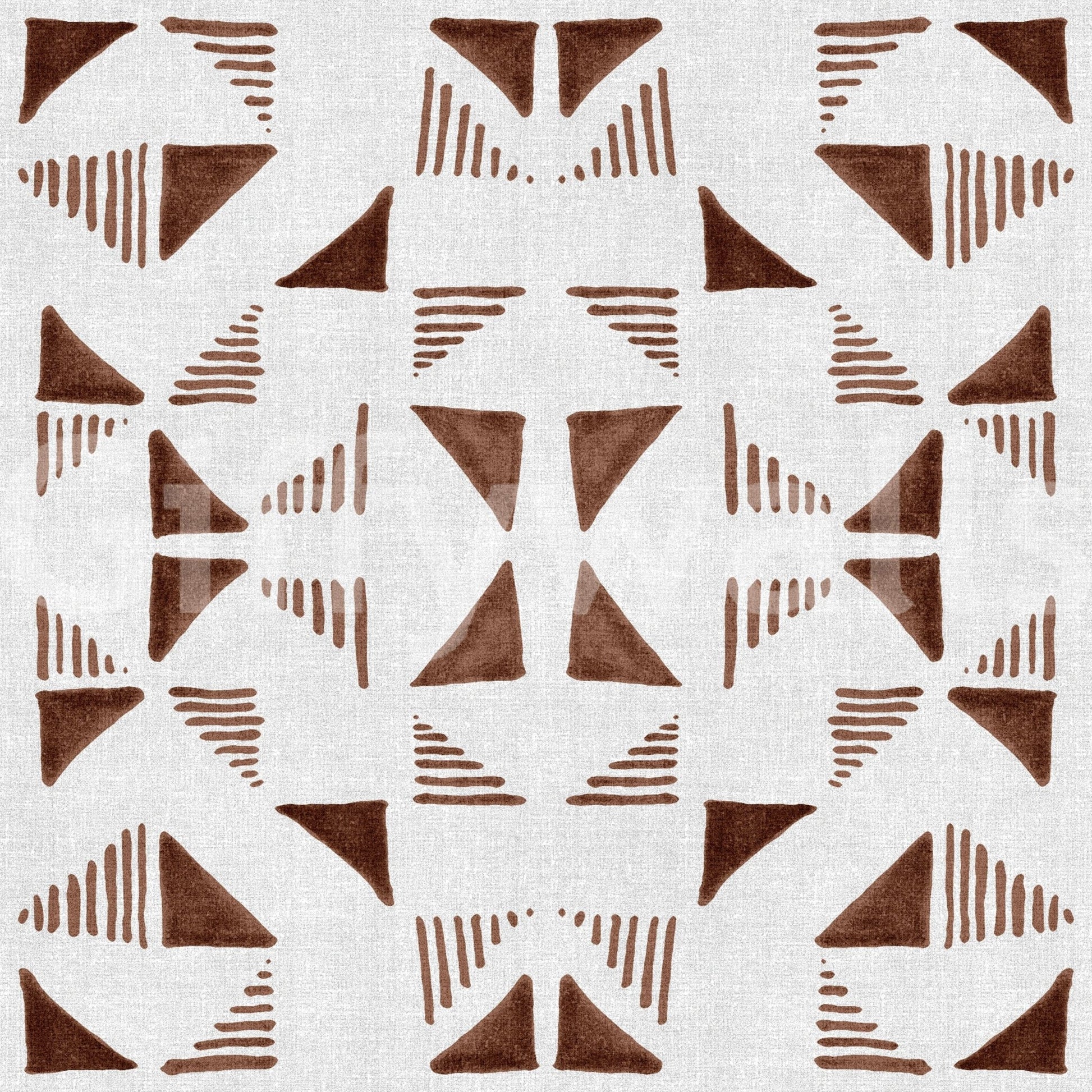 Triangles Composition Mocha wallpaper close-up of mocha-brown triangles and line strokes on textured off-white linen