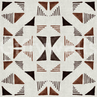 Triangles Composition Wood wallpaper close-up of chestnut-brown and espresso triangles on textured off-white linen