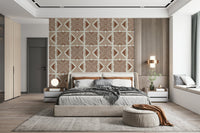 Abstract ochre patterned wallpaper Tribal Cappuccino Motif.