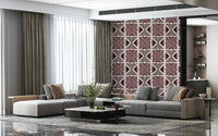 Stunning fabric-look wall mural: Tribal Wine Motif with authentic, earthy texture.