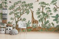 A graceful tropical foliage wall mural in rich, natural tones.

