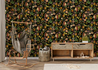 Close-up view of tropical foliage and blooms in Tropical Botanical Rhapsody wallpaper.

