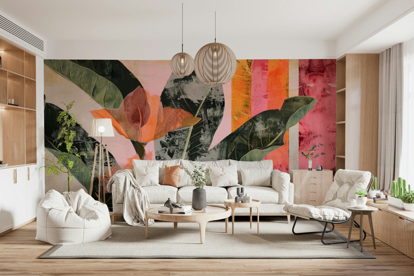 An artistic nature inspired mural for home decor.

