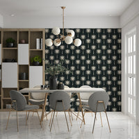 Glamorous Luxe Palms Art Deco wall mural, chic tropical leaf repetition.