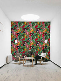 Tropical Eden wallpaper creating a lush, nature-filled atmosphere

