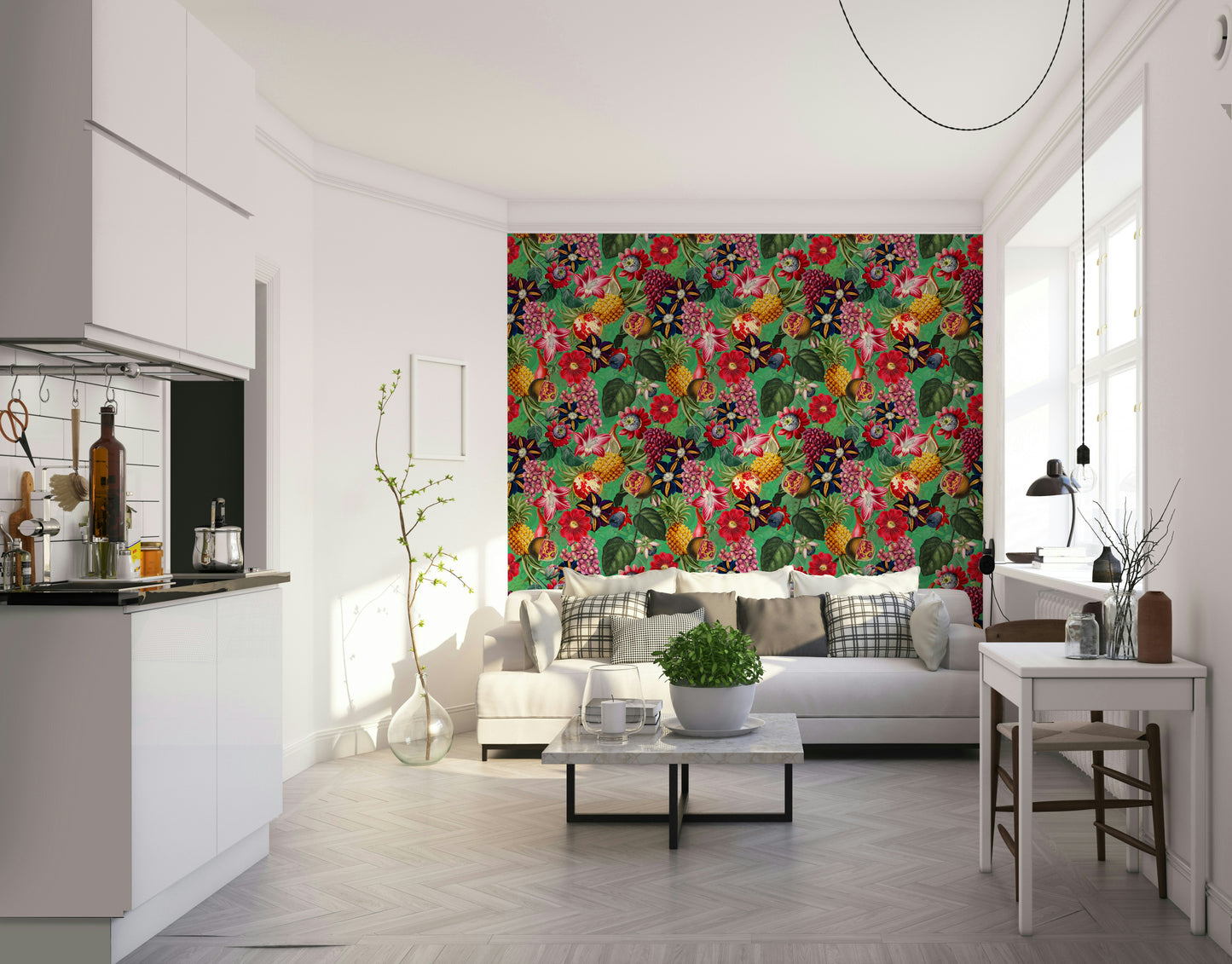 Lush tropical wallpaper bringing the beauty of the tropics indoors

