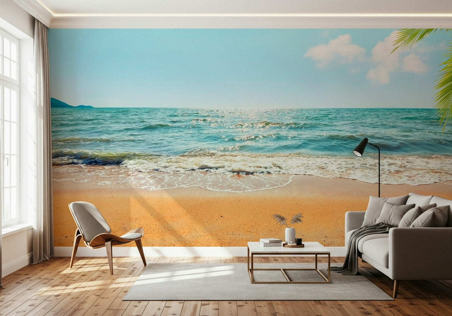 Tropical Escape summer breeze peel and stick wallpaper.