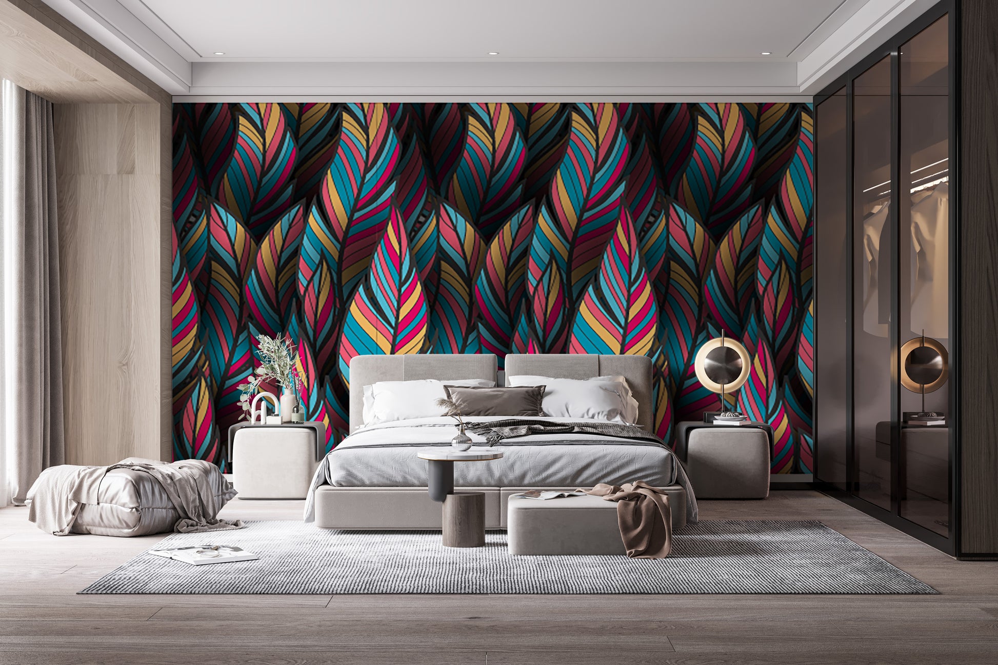 Fantasy tropical feather wallpaper with vibrant details.