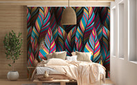 Stylish tropical feather mural for unique interiors
