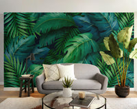 Large Tropical Leaves wallpaper mural close-up showing the pattern detail and texture