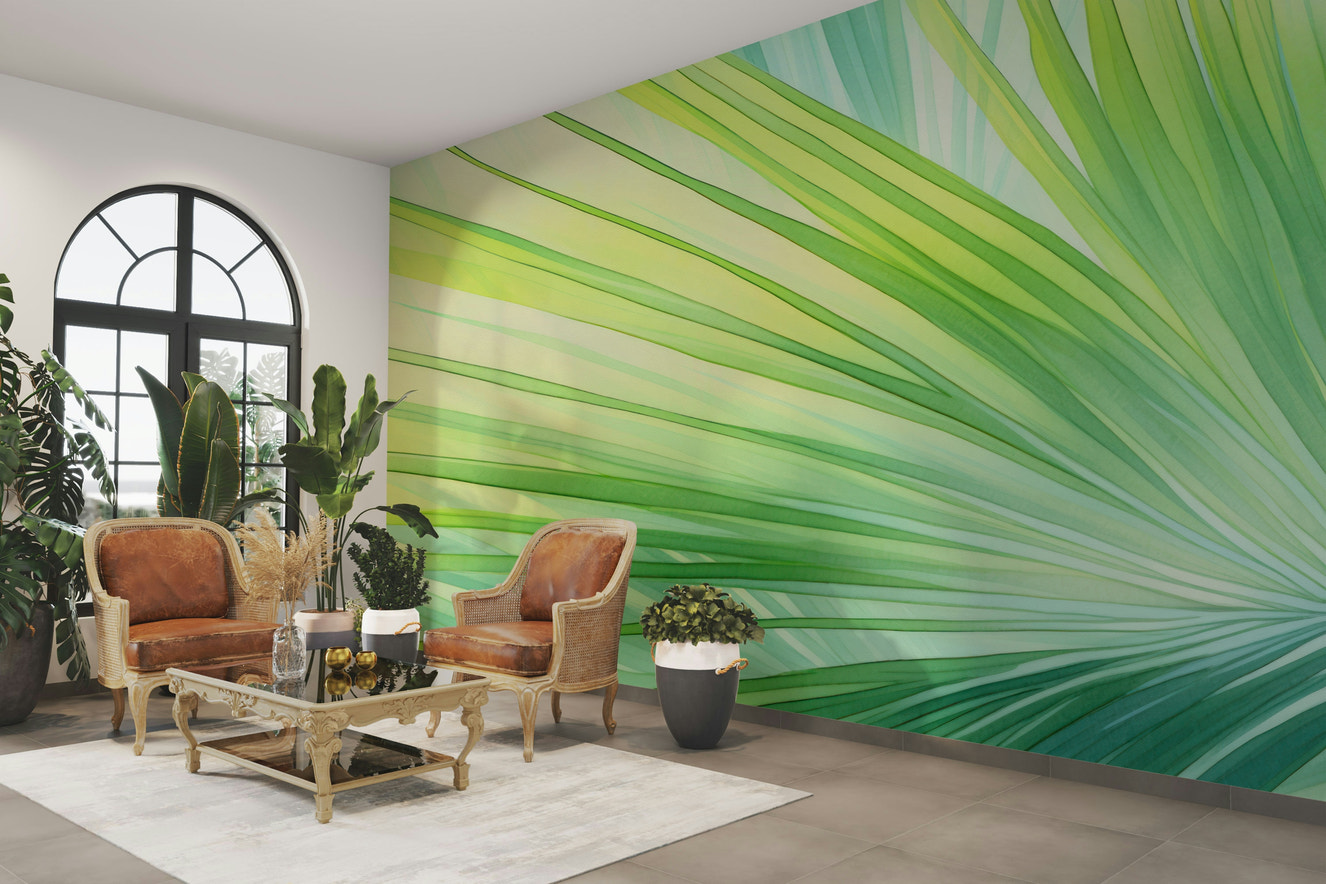 Tropical Green Oasis wall mural

