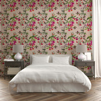 Hummingbird and floral tropical wall design

