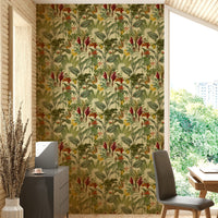 Exotic botanical print wall covering

