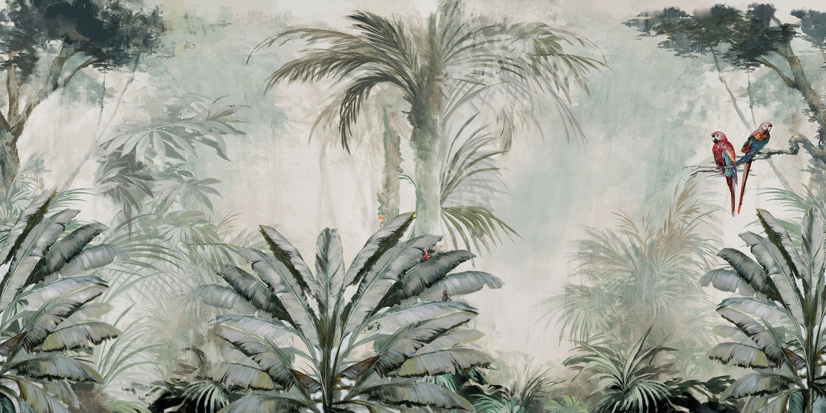 Tropical Jungle Parrots Wallpaper Murals in your room