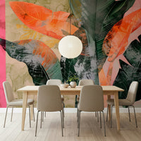 A serene jungle pattern wall mural for vibrant decor.

