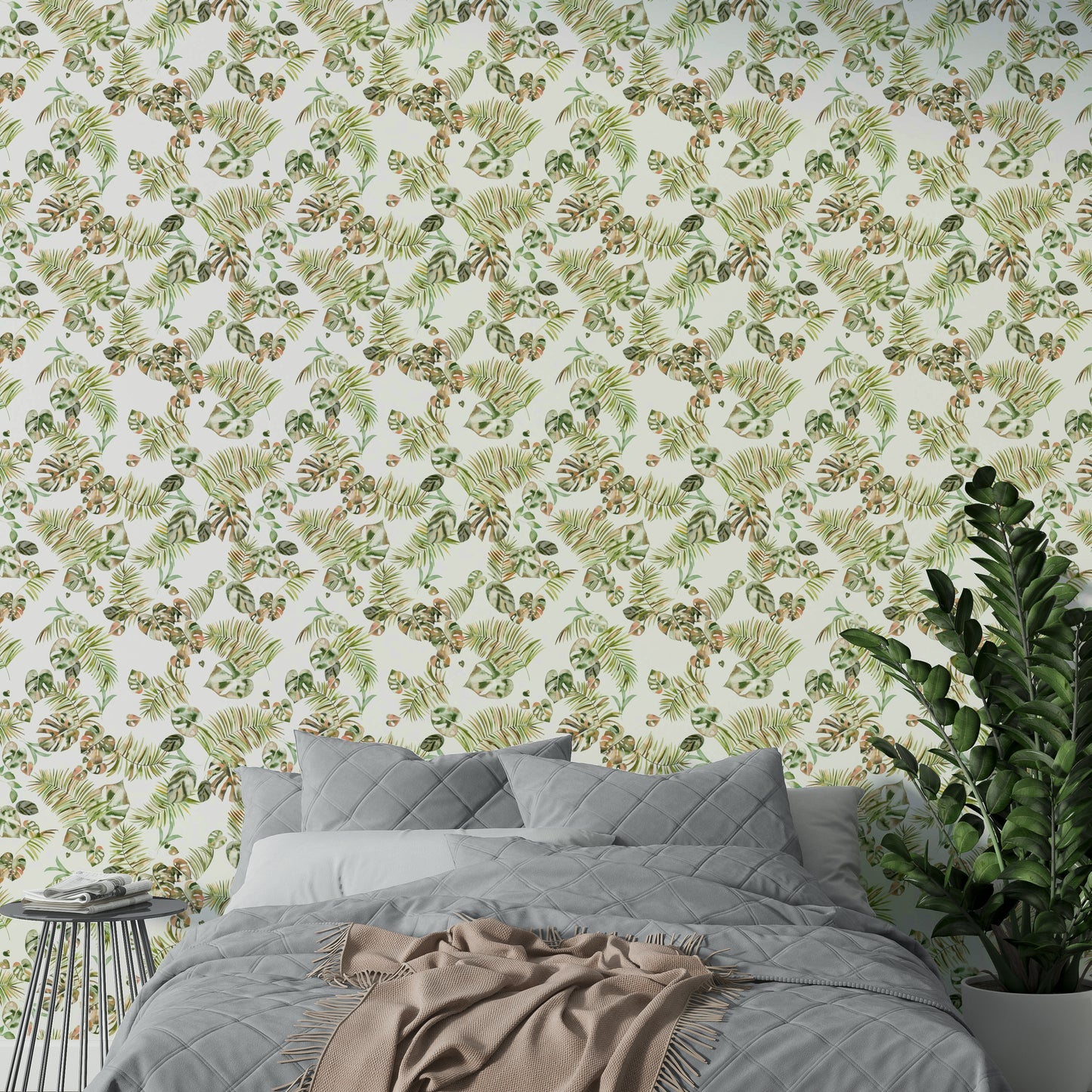 Tropical rainforest leaves wallpaper for living rooms

