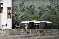 Safari adventure wall mural with playful jungle animals
