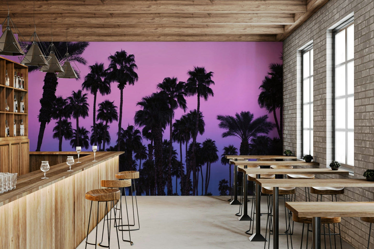 Tropical Dusk Palms Wall Mural -2226294