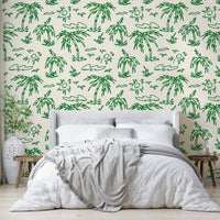 A seamless pattern of broad leaves on a wall


