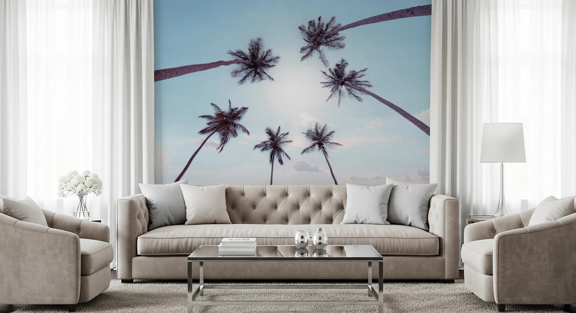 Tropical Palms Sky View Wall Mural