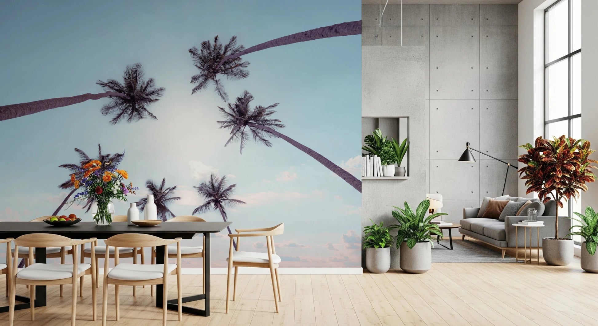 Tropical Palms Sky View Wall Mural