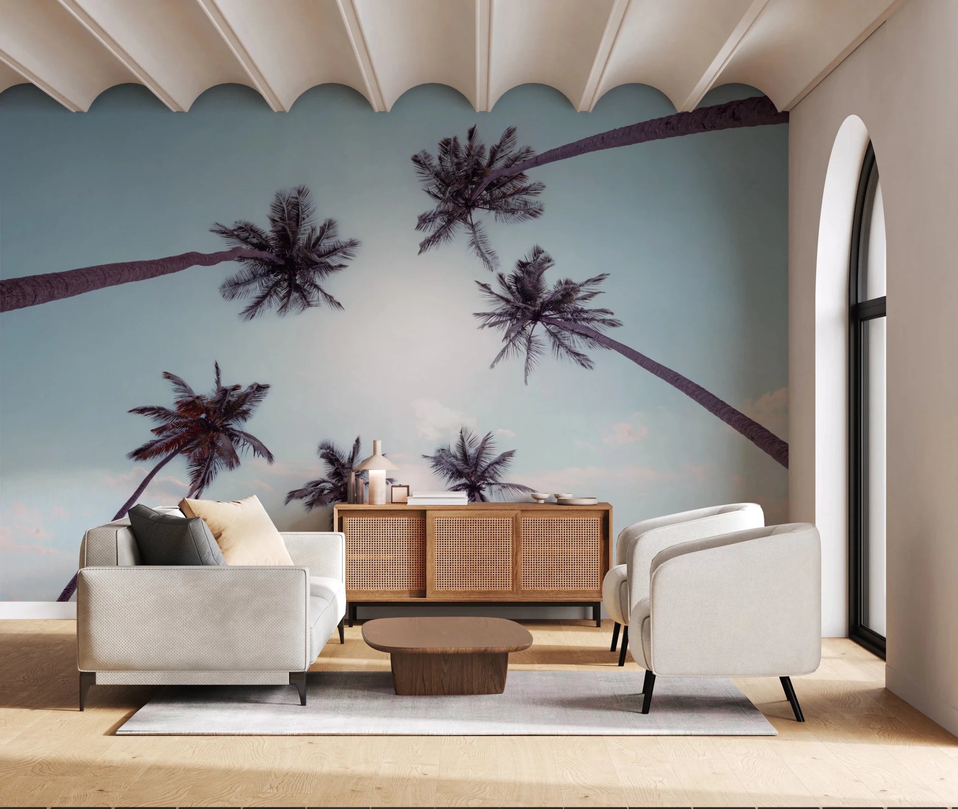 Tropical Palms Sky View Wall Mural