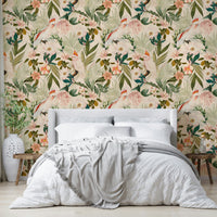 Bold tropical bird wallpaper mural for a lively room atmosphere.

