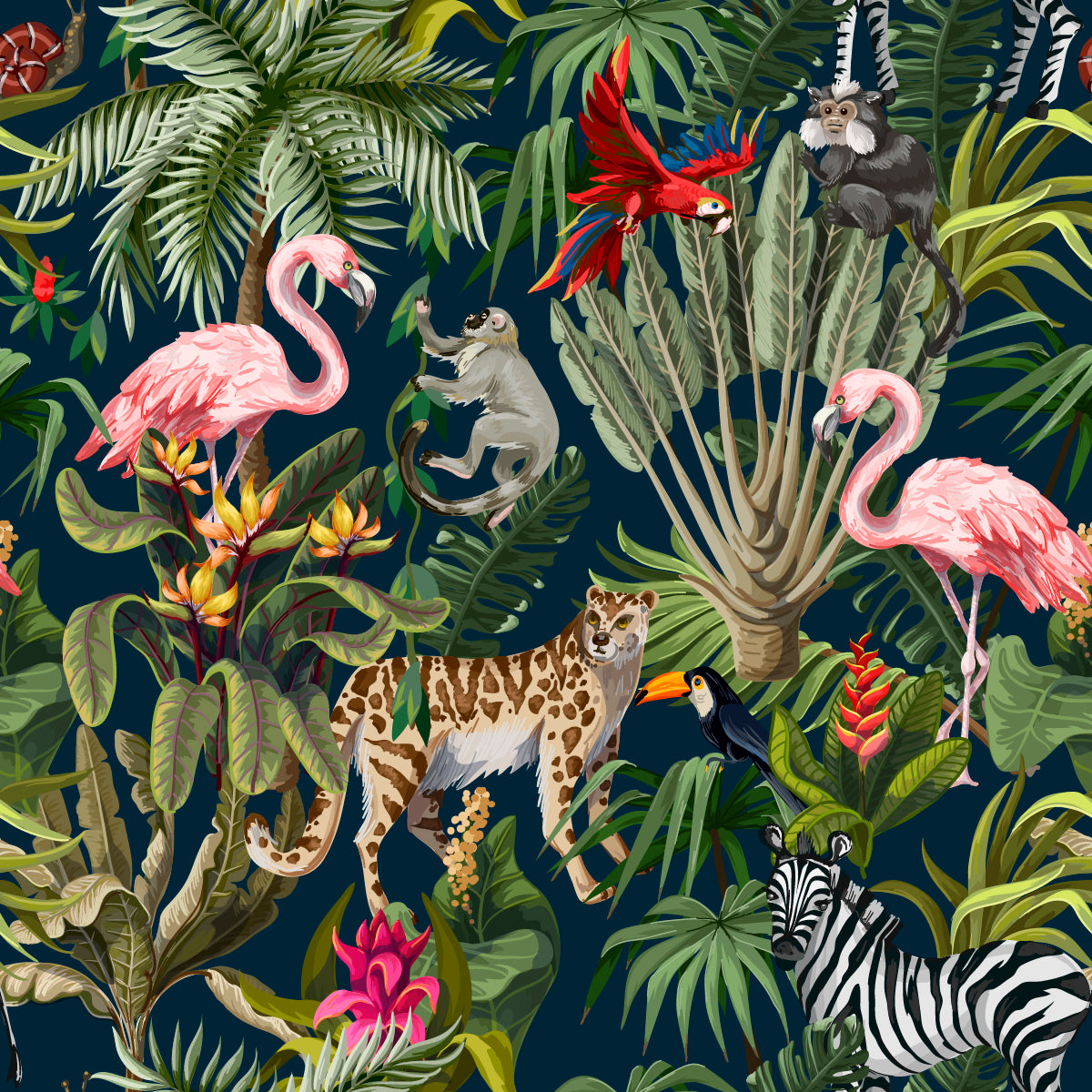 Tropical Paradise Jungle Mural in your room — zoomed