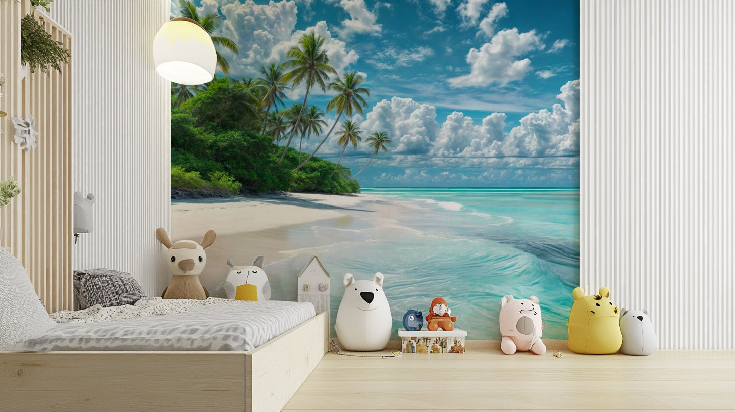 Lush island and ocean mural wallpaper

