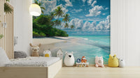 Lush island and ocean mural wallpaper

