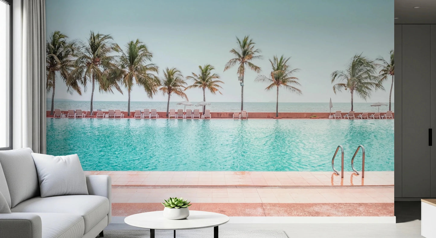 Tropical Poolside Wall Mural